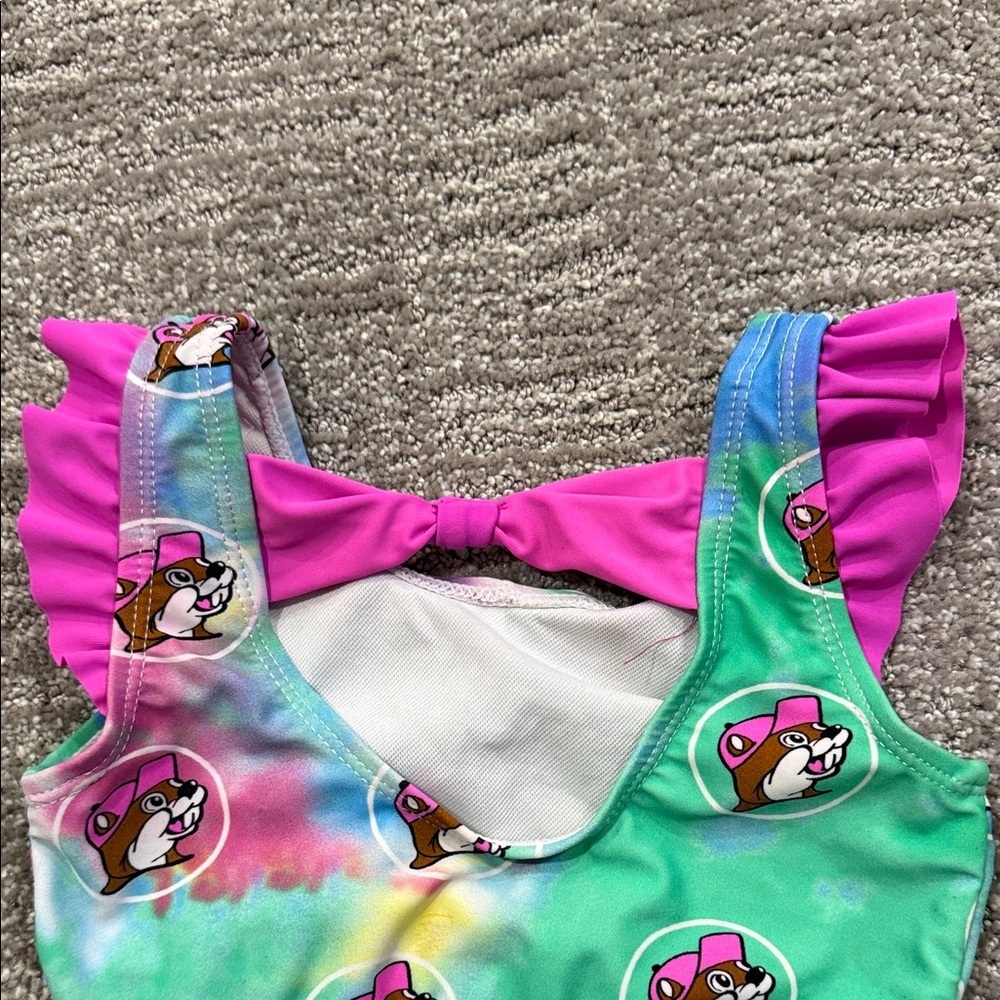 Bucee's Girl Colorful Beaver Print Swim Suit Top Size 12-18 months - Picture 6 of 6